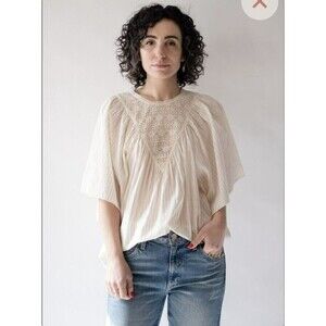 Anthropologie Antik‎ Batik Crochet Blouse XS Cotton Lurex